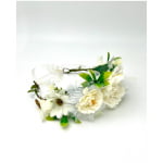 זר לראש מלאכותי | פרחים לבנים וחגיגי