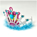 כתר קריסטל לב עם פרווה | כסוף-כחול