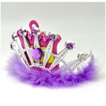 כתר קריסטל לב עם פרווה | כסוף-סגול