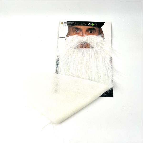 שפם + זקן ארוך לבן | 60 ס"מ | פורים