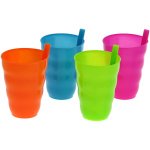 מארז 4 כוסות רב פעמיות עם קשית | פלסטיק