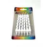 נרות לעוגה | כסוף לבן | 12 יחידות