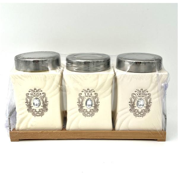 סט קופסאות תה קפה סוכר מתכת