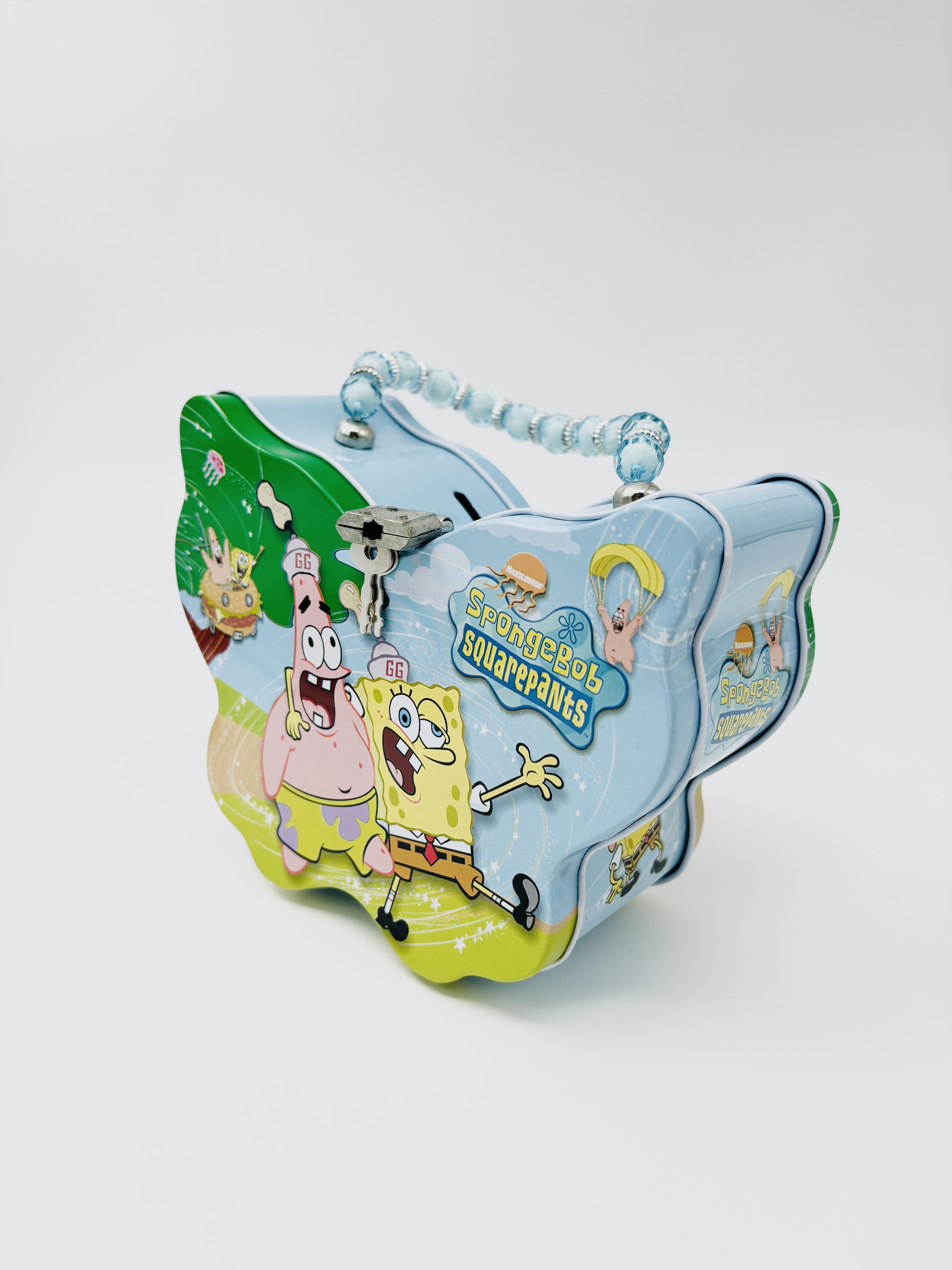 תיבת חיסכון בוב ספוג תיבת תכשיטים ממתכת כולל מנעול דגם בוב ספוג – תמונה 1