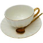 ספל לבן עם שוליים זהב