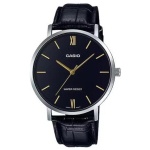 שעון יד אנלוגי עם רצועת עור | Casio MTP-VT01L-1BUDF | שחור