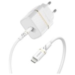 מטען בית OTTERBOX PREMIUM דגם USB-C 20W+כבל LIGHTHNING לבן