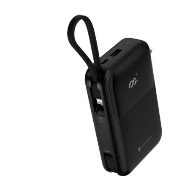 מטען נייד מהיר | Miracase 20,000mAh עם טעינה מהירה 22.5W, כבלים מובנים | שחור