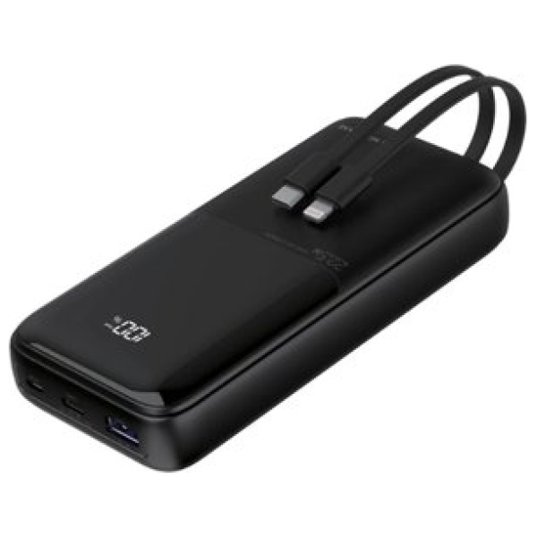 מטען נייד מהיר | Miracase 20,000mAh עם טעינה מהירה 22.5W כבלים מובנים | שחור