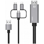 כבל HDMI לכל המכשירים - 3 ב-1 (אייפון, מיקרו וטייפ סי) - Plug and Play - חברת ON