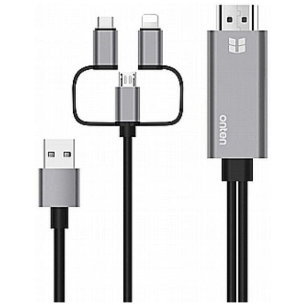 כבל HDMI לכל המכשירים - 3 ב-1 (אייפון, מיקרו וטייפ סי) - Plug and Play - חברת ON