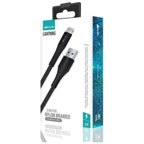 כבל טעינה LIGHTNING לאייפון 2M NORDIC