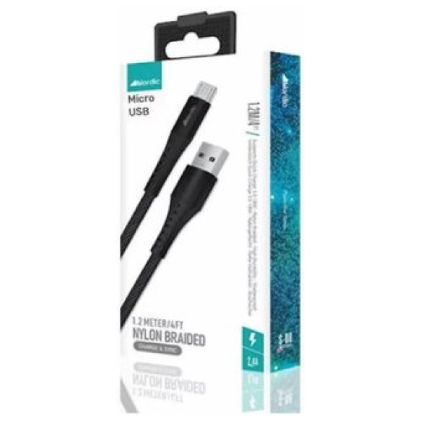 כבל טעינה קשיח מסוג מיקרו-USB באורך 1.2 מטר מבית Nordic