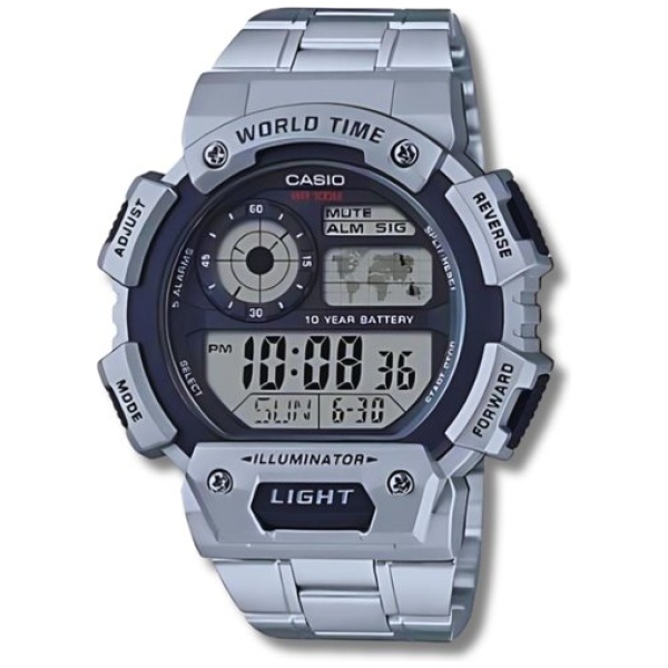 שעון יד דיגיטלי עם רצועת Stainless steel כסופה Casio AE-1400WHD-1AVDF -