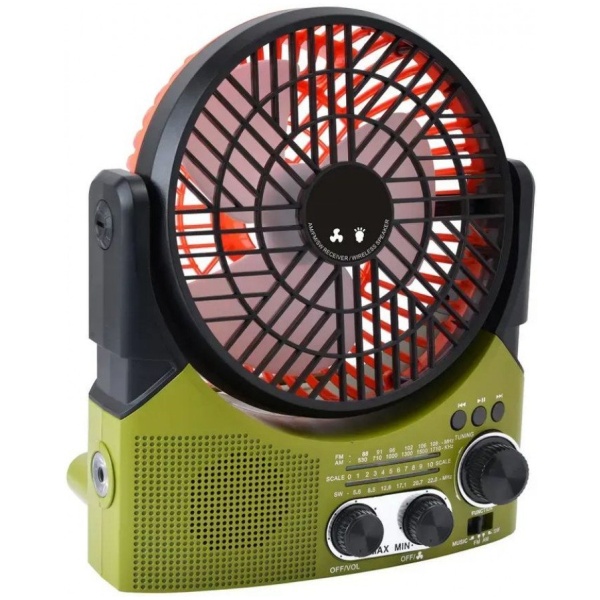 Eletree Fp-335-S קטן נייד וינטג' נטענת סולארית Led Tf כרטיס Usb Fm מאוורר רדיו ע