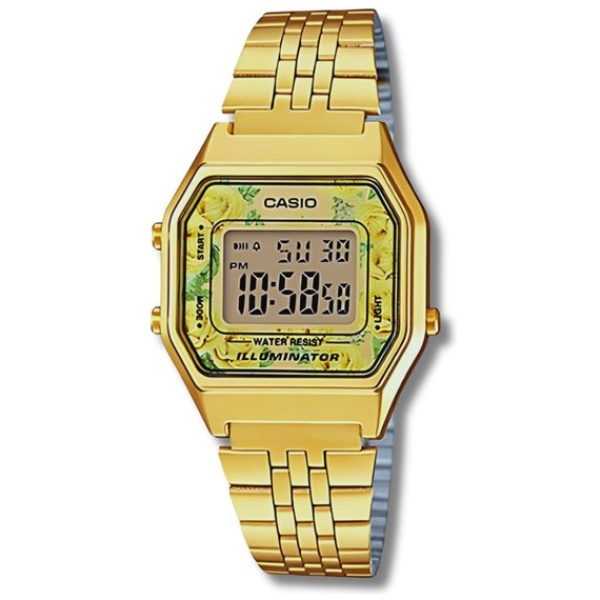 שעון יד דיגיטלי וינטג' עם רצועת Stainless Steel מוזהבת Casio LA680WGA-9CDF