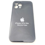 מגן סיליקון לאייפון 12 פרו מקס עם לוגו והגנה למצלמה - שחור