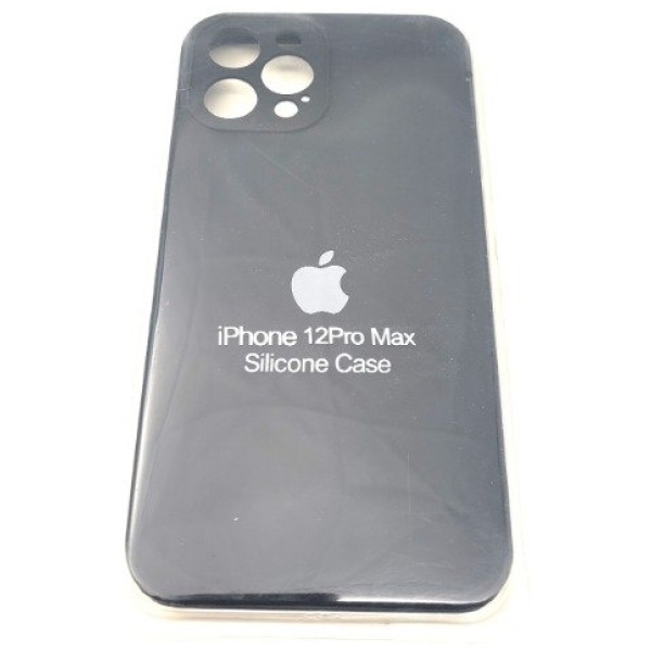 מגן סיליקון לאייפון 12 פרו מקס עם לוגו והגנה למצלמה - שחור