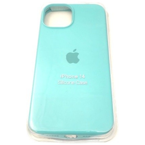 מגן סיליקון לאייפון 14 עם לוגו - טורקיז