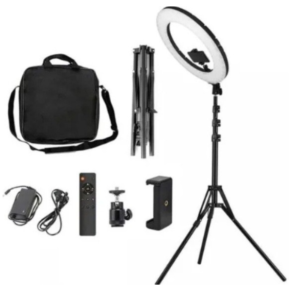 רינג לייט מקצועי 45 ס״מ 55w + חצובה ושלט - HQ 18