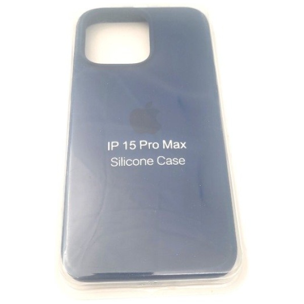 מגן סיליקון לאייפון 15 פרו מקס עם לוגו - כחול