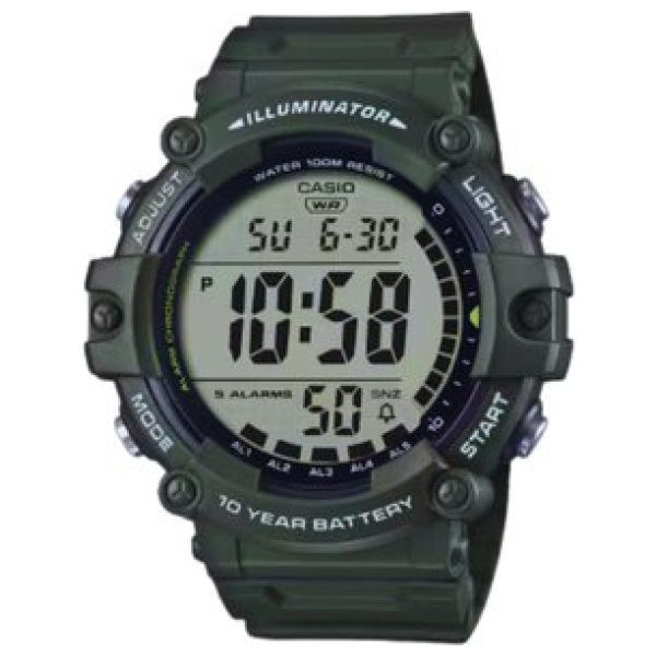 שעון יד דיגיטלי עם רצועת סיליקון Casio AE-1500WHX-3AVDF - צבע ירוק כהה